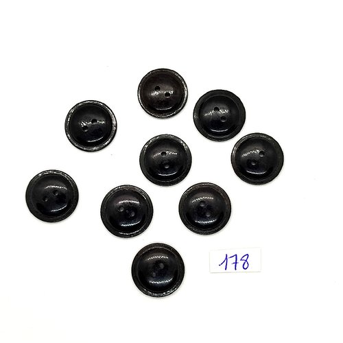 9 boutons vintage en résine noir - 18mm - tr178