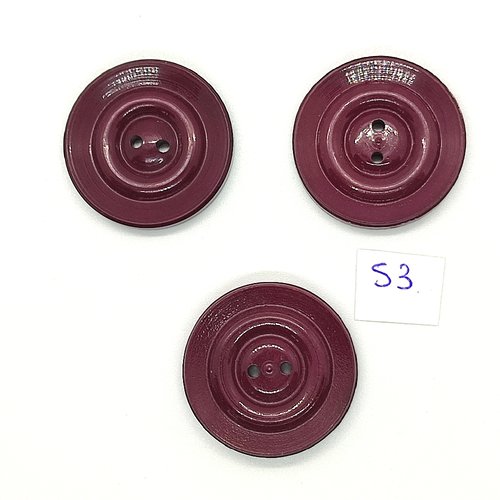 3 boutons vintage en résine marron - 31mm - tr53