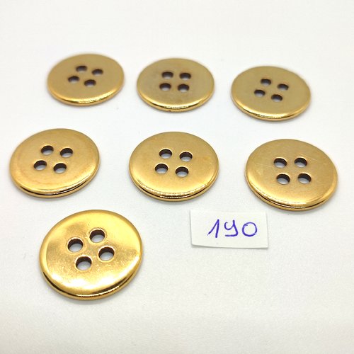 7 boutons vintage en métal doré - 22mm - tr190