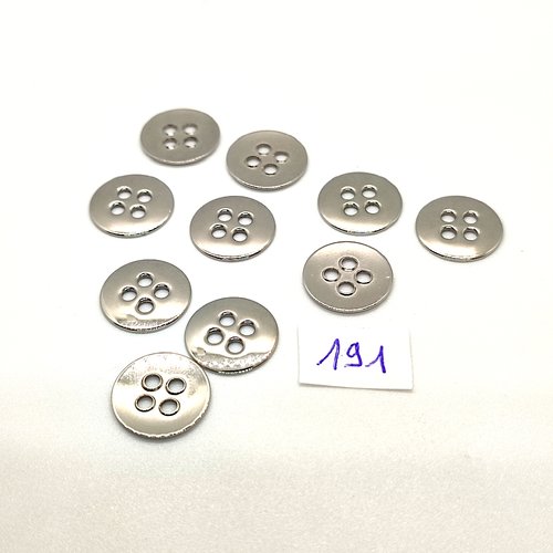 10 boutons vintage en métal argenté - 14mm - tr191