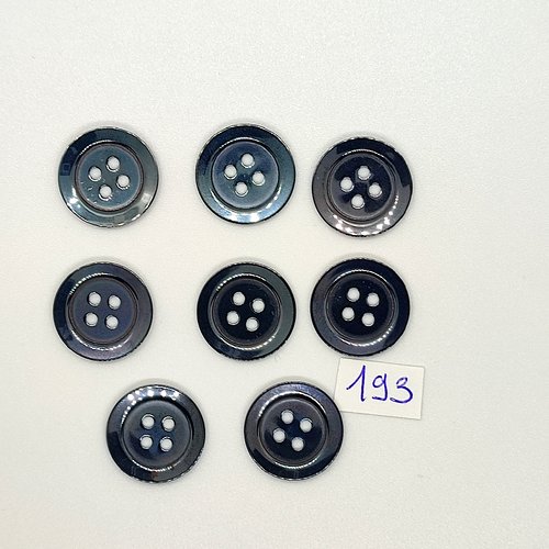 8 boutons vintage en métal argenté mat - 15mm - tr193