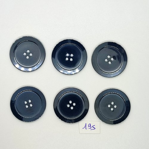 6 boutons vintage en métal argenté mat - 30mm - tr195