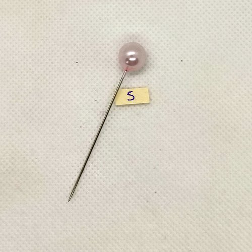 Epingle a chapeau ( fibule ) avec une perle rose clair - longueur 57mm - 1000-5