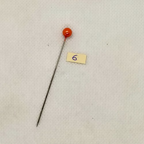 Epingle a chapeau ( fibule ) avec une perle orange - longueur 64mm - 1000-6