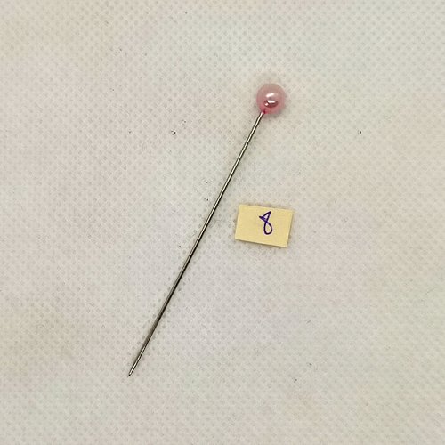 Epingle a chapeau ( fibule ) avec une perle rose clair - longueur 64mm - 1000-8
