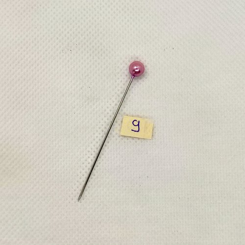Epingle a chapeau ( fibule ) avec une perle rose - longueur 55mm - 1000-9