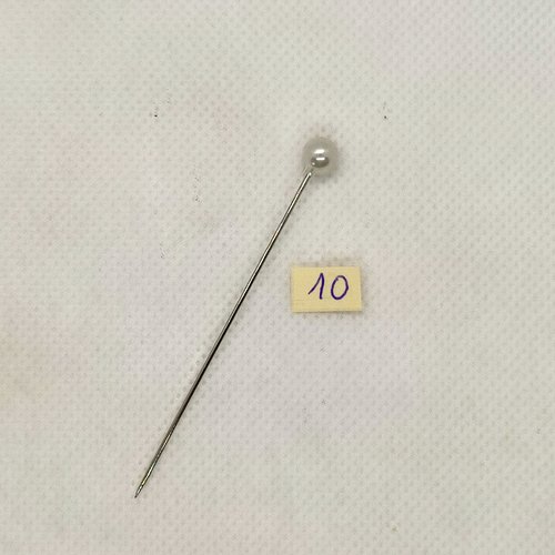 Epingle a chapeau ( fibule ) avec une perle blanche - longueur 64mm - 1000-10