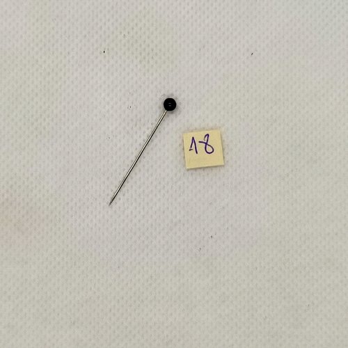 Epingle a chapeau ( fibule ) avec perle noir - longueur 37mm - 1000-18