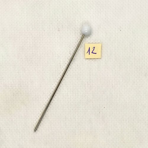 Epingle a chapeau ( fibule ) avec une perle blanche - longueur 69mm - 1000-12