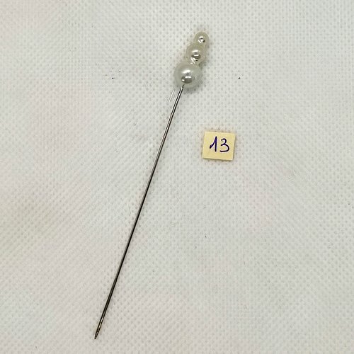 Epingle a chapeau ( fibule ) avec une perle blanche nacrée- longueur 93mm - 1000-13
