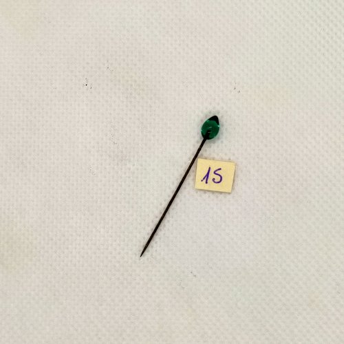 Epingle a chapeau ( fibule ) avec une perle vert transparent - longueur 37mm - 1000-15