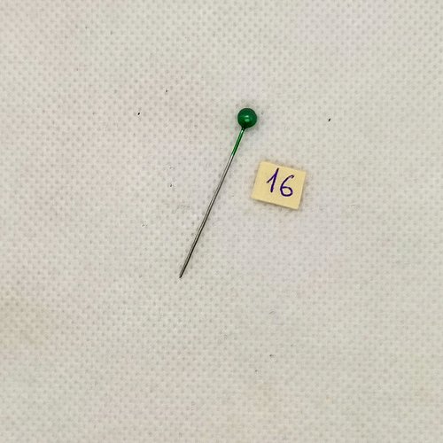 Epingle a chapeau ( fibule ) avec une perle vert - longueur 37mm - 1000-16