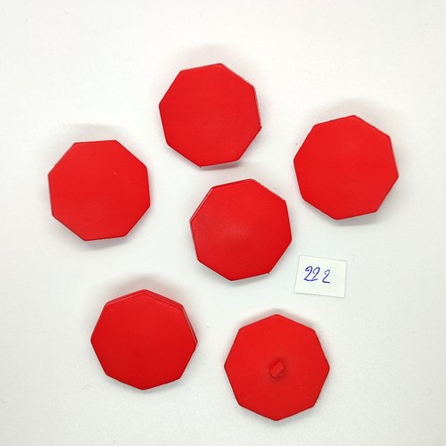6 boutons vintage en résine rouge - 30mm - tr222