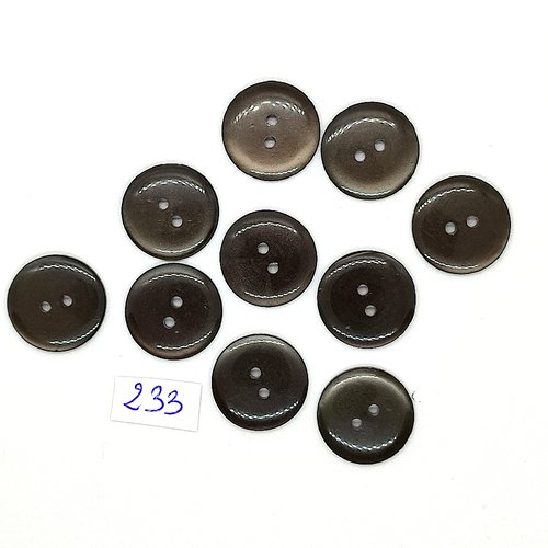 10 boutons vintage en résine gris - 18mm - tr233