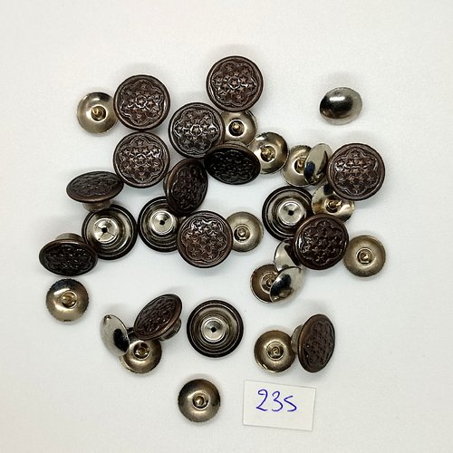 17 boutons pression en métal argenté - 13mm - tr235