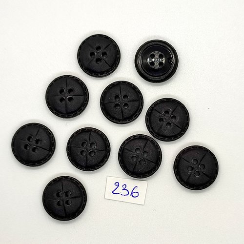 10 boutons en résine noir - vintage - 18mm - tr236