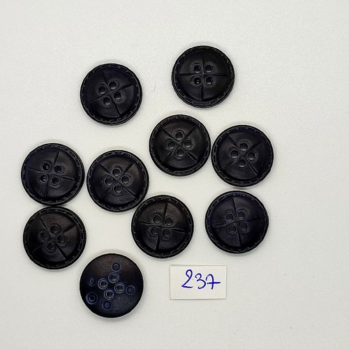 10 boutons en résine noir - vintage - 18mm - tr237