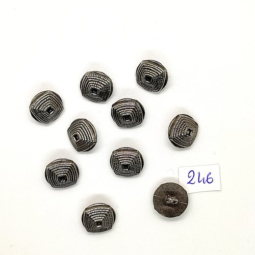 10 boutons en résine argenté - vintage - 13mm - tr246