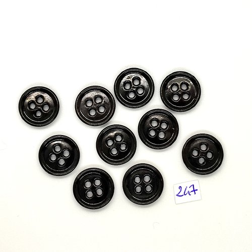 10 boutons en métal noir - vintage - 15mm - tr247