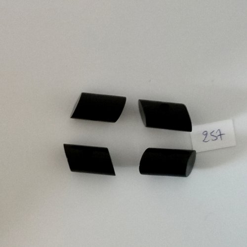 4 boutons brandebourg en résine noir - vintage - 10x20mm - tr257