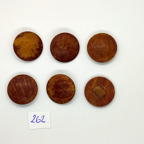 6 boutons en résine marron - vintage - 22mm - tr262