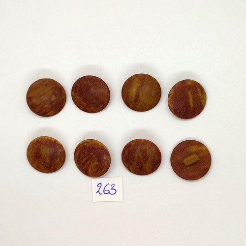 8 boutons en résine marron - vintage - 18mm - tr263