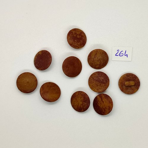 10 boutons en résine marron - vintage - 15mm - tr264