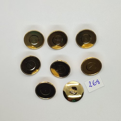 8 boutons en métal doré - vintage - 18mm - tr268