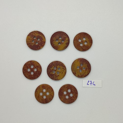 8 boutons en résine marron / beige - vintage - 18mm - tr274