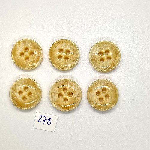 6 boutons en résine beige - vintage - 20mm - tr278