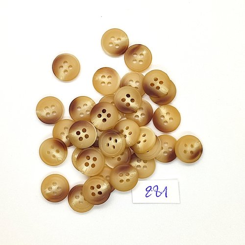 33 boutons en résine beige et marron - vintage - 10mm - tr281