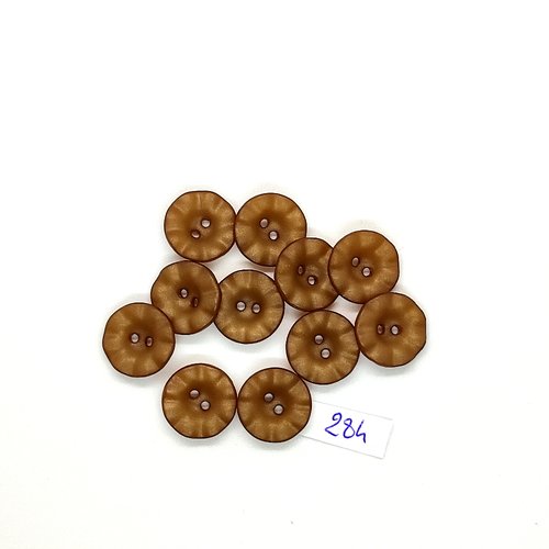11 boutons en résine beige et marron - vintage - 15mm - tr284