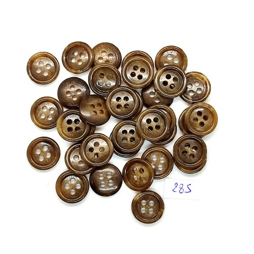 35 boutons en résine marron - vintage - 15mm - tr285