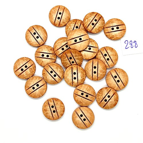 21 boutons en bois marron - vintage - 15mm - tr288