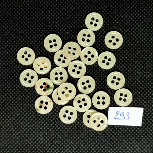 25 boutons en résine blanc cassé / ivoire - vintage - 9mm - tr293