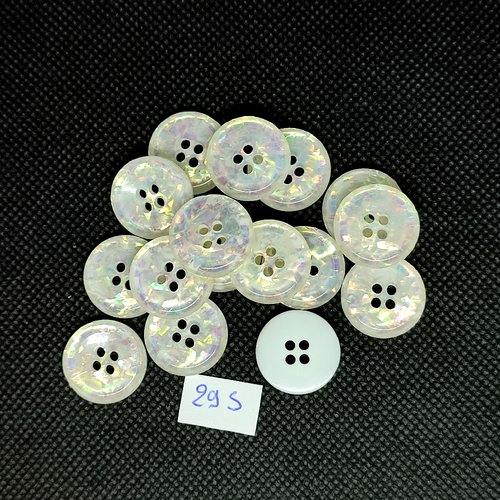 16 boutons en résine blanc et transparent - vintage - 17mm - tr295