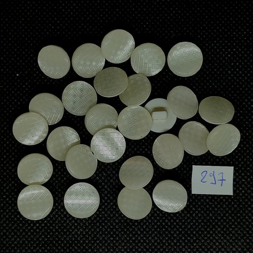 27 boutons en résine blanc / ivoire - vintage - 12mm - tr297