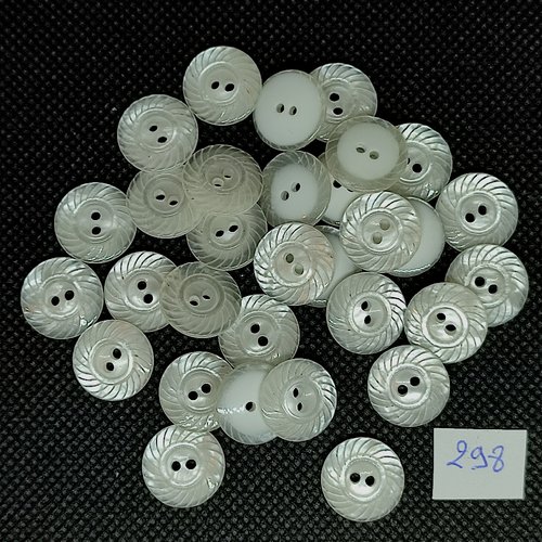 31 boutons en résine blanc - vintage - 14mm - tr298