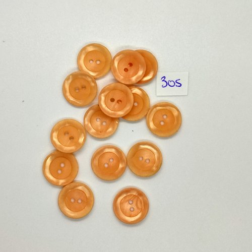 14 boutons en résine orange - vintage - 15mm - tr305