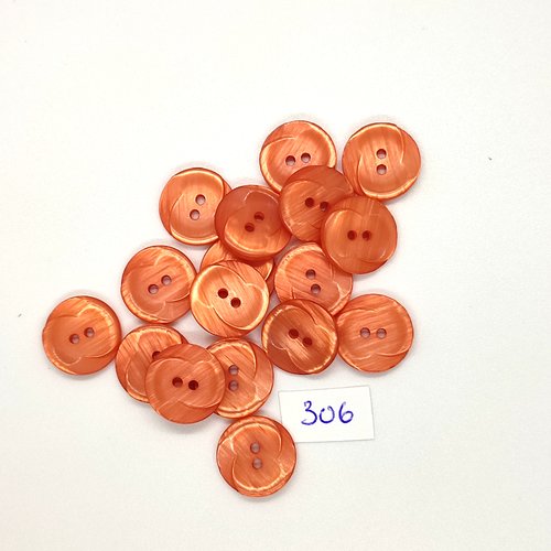 17 boutons en résine rouge clair / orange - vintage - 18mm - tr306