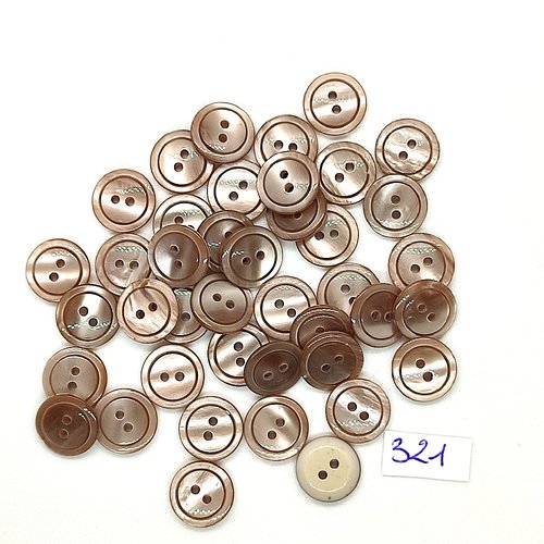 41 boutons en résine marron et beige dessous - vintage - 10mm - tr321