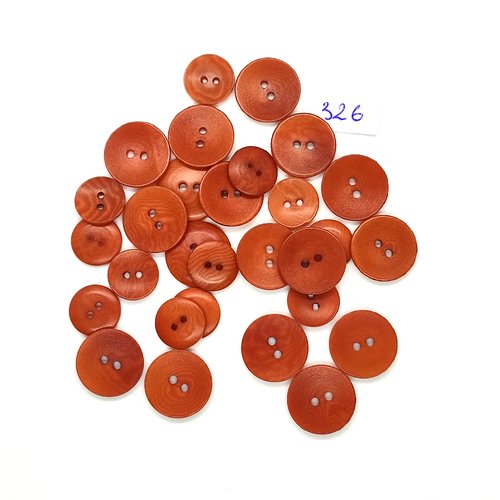 29 boutons en résine marron - vintage - 15mm et 10mm - tr326