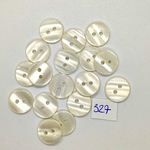 17 boutons en résine blanc brillant - vintage - 14mm - tr327