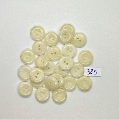 19 boutons en résine blanc - vintage - 18mm - tr329