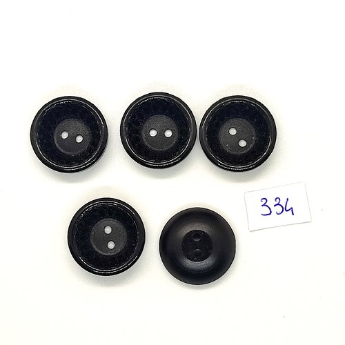 5 boutons en résine noir - vintage - 22mm - tr334