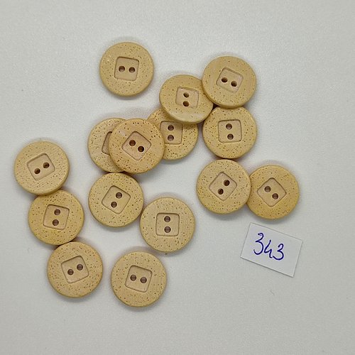 15 boutons en résine beige - vintage - 15mm - tr343