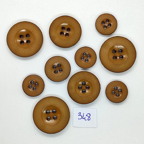 10 boutons en résine marron - vintage - 25mm - 20mm - 17mm et 15mm - tr348