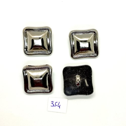 4 boutons en résine argenté - vintage - 25x25mm - tr354