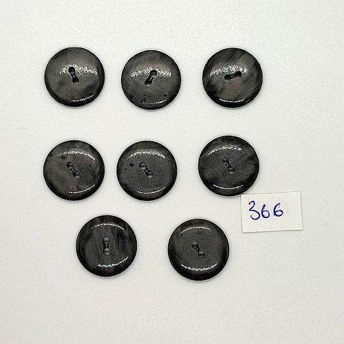 8 boutons en résine gris - vintage - 18mm - tr366