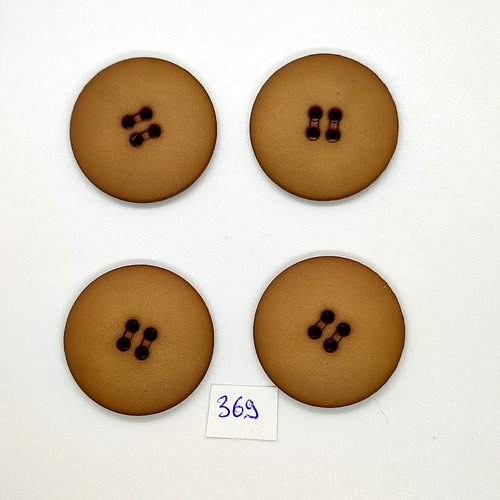 4 boutons en résine marron - vintage - 35mm - tr369